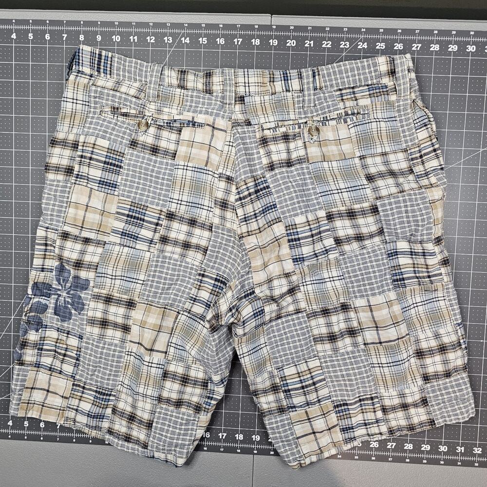 Vintage Old Navy Madras Patchwork Shorts Men's 38x10 Plaid Preppy Loose Relaxed - Picture 6 of 14
